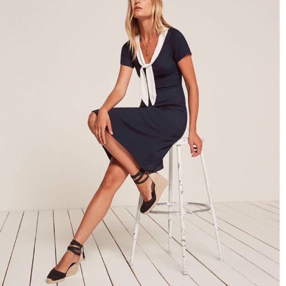 REFORMATION Este Sailor Blue Dress Womens size 6